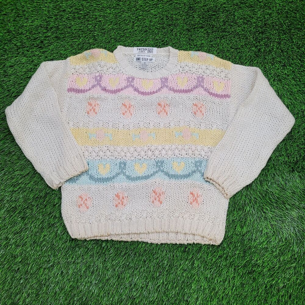 Vintage 90s Knitwear Sweater Womens Small 19x23 Ivory